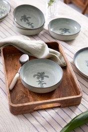 Hermia Set de 4 Tazones de Porcelana Verde 15 cm
